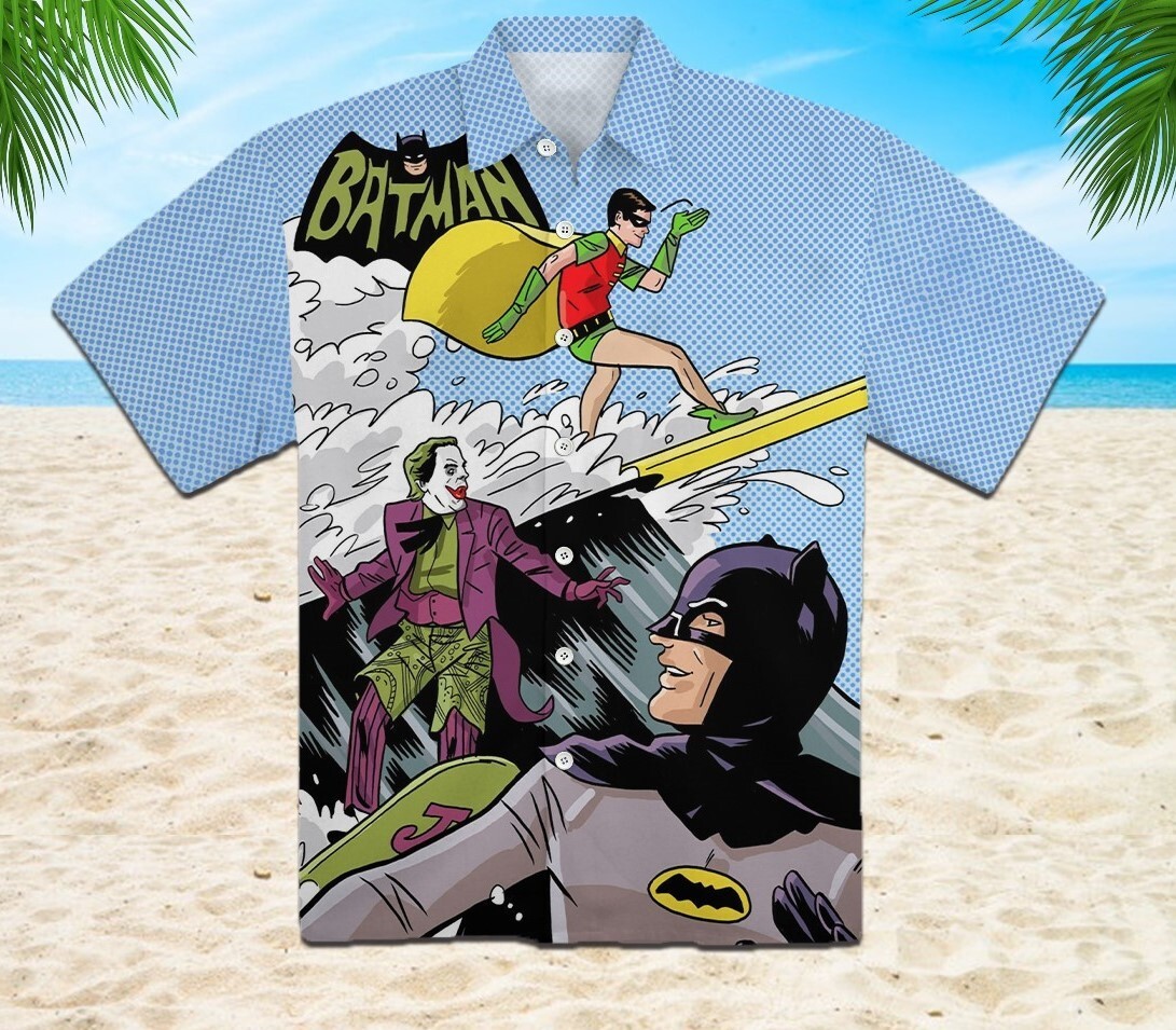 Batman Joker Surfing Summer Hawaiian Shirt, Superhero Aloha Shirt
