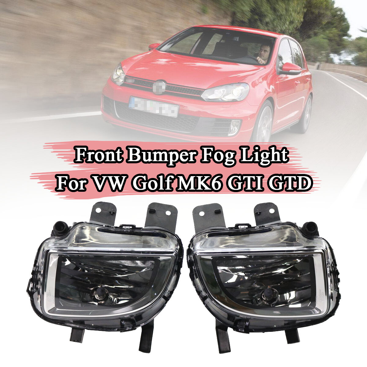 For VW Golf MK6 2009-13 GTI GTD Clear Lens Pair Bumper Fog Light