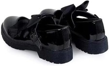 Girls Patent Black Mary jane Detachable Bow on Strap  Back To School  Shoes