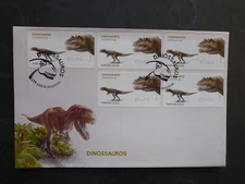 PORTUGAL 2015 DINOSAURS CERATOSAURUS SET 5 FRAMAS FDC FIRST DAY COVER