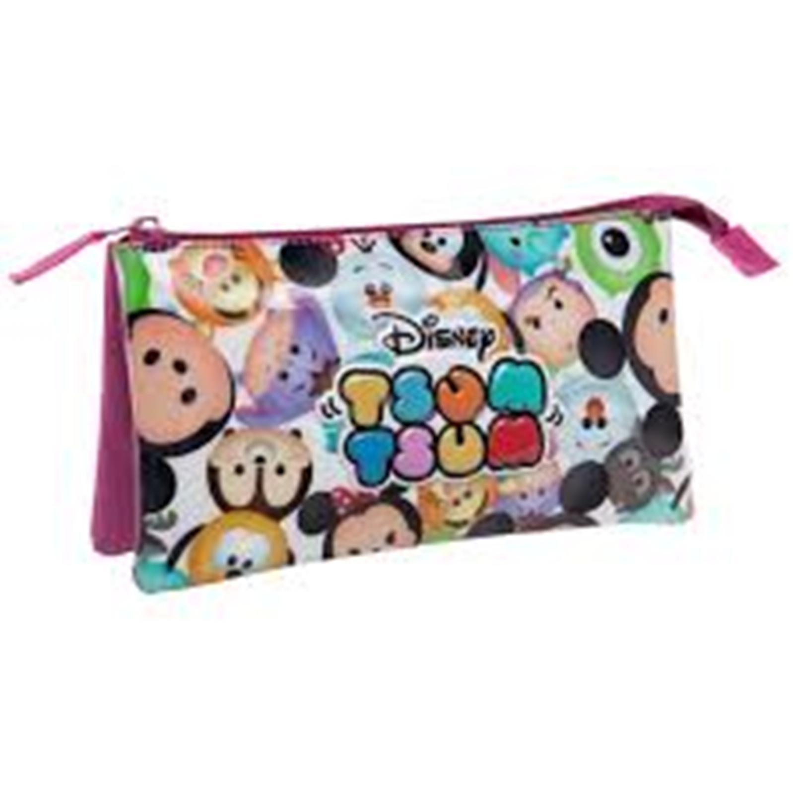 Disney PIXAR TSUM TSUM - Triple Pencil/Vanity Case with Zipper - Size:22x12x5cm