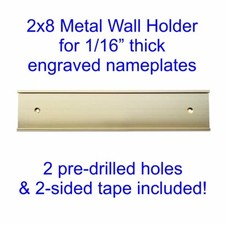 2 x 8 Gold Metal Name Plate Slide-in Holder Wall or Door Mount with Holes