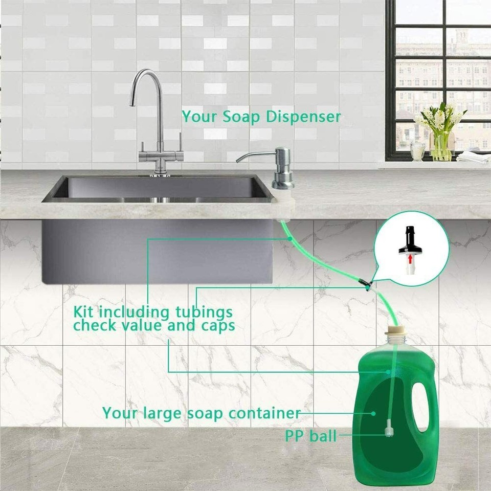 OHiHi Dish Soap Dispenser Kitchen Sink Stainless Steel Countertop 47