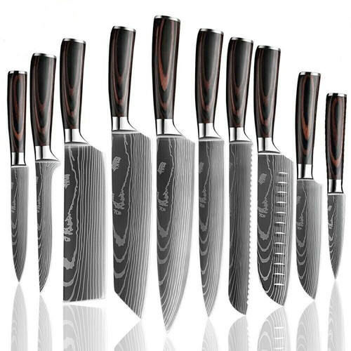 Set Coltelli Cucina Modello Damasco Giapponese Coltelli Chef Acciaio Inox Cleaver - Foto 3 di 30