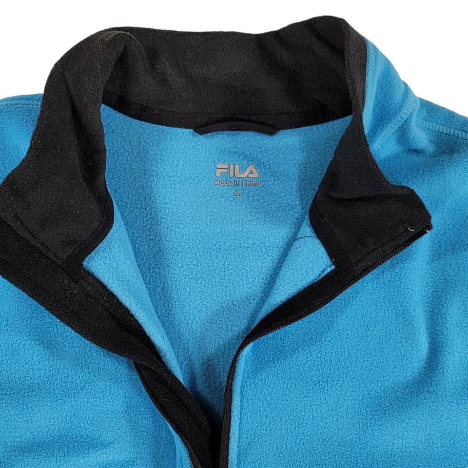 Fila Fleece Pullover Sweater Mens Size L Blue 1/2 Zip Mock Neck Polyester  - Image 3 of 4