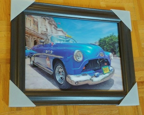 Arte 3d "Coche Americano Vintage En La Habana" Arte Cuba Con Marco - Imagen 2 de 5