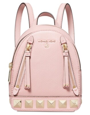 NEW Michael Kors Mini Brooklyn Studded Leather Pink Backpack