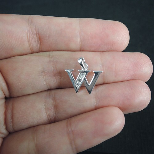 Ciondolo Charm Alfabeto "W" Iniziale Lettera Zirconi Argento Sterling 925... - Foto 5 di 6