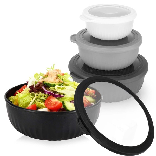 SalatschüSsel Set RüHrschüSsel Deckel Aufbewahrung KüChe Stapelbar 4Er Set-image