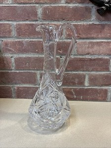 American Brilliant Cut Glass Crystal Ewer Pitcher 12”