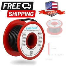 16 Gauge Silicone Wire Spool 25 ft Black Flexible 16 AWG Stranded Tinned Copp...