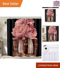 Pink Black Girl Shower Curtain 60x72 Polyester Waterproof Floral Quotes Modern