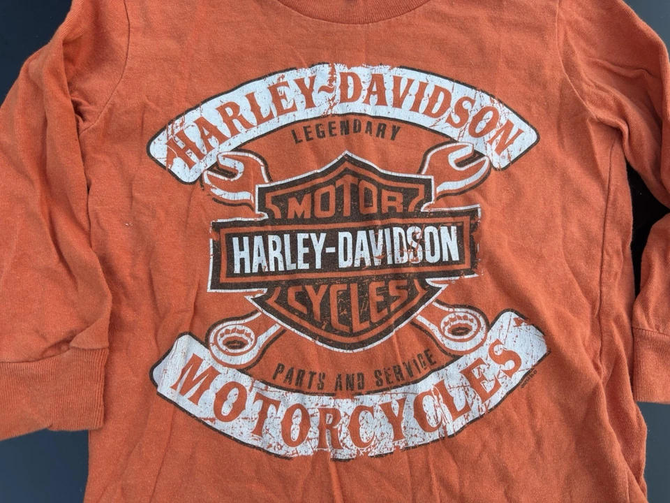 Camisa Harley Davidson Vintage Infantil Bebé 2T/3T Naranja Manga Larga Motociclista Niños Foto 2 de 4