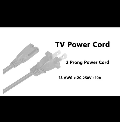 5Ft 2 Prong Polarized Power Cord for Vizio LED TV Smart HDTV AC Wall Cable - Afbeelding 4 van 6