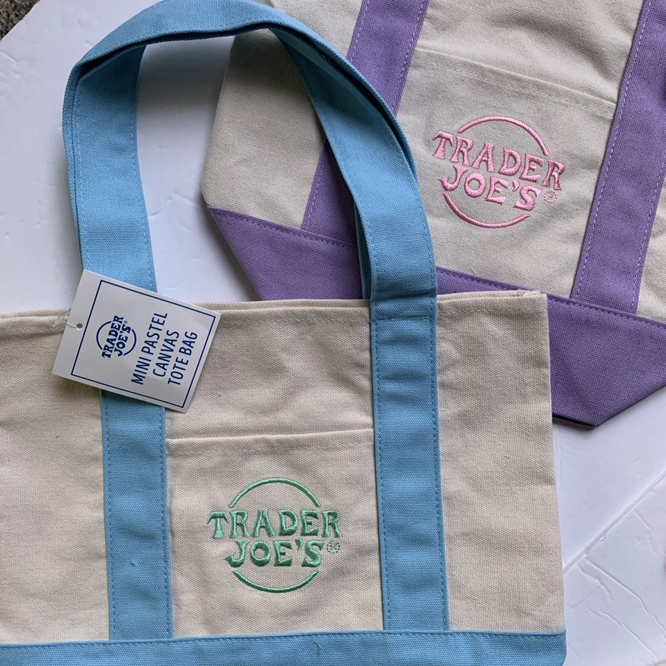 Trader Joe Mini Bolso de Mano Juego de 4 Rosa Verde Azul Morado NUEVO CON ETIQUETAS 2025 NUEVO CON ETIQUETAS Foto 4 de 4