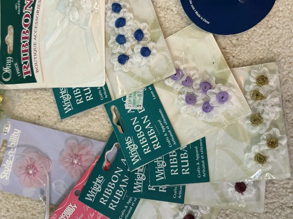 Lote Mixto de Cinta de Satén Rosa Flor y Lazos - Apliques Costura Arco Artesanal Foto 2 de 4