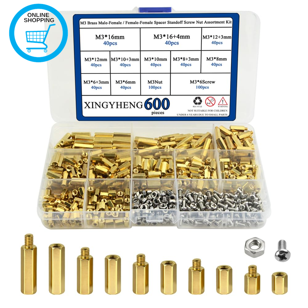 BGTXINGI 600Pcs M2 M3 Brass Male-Female/Female-Female Spacer Standoff Screw Nut