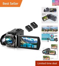 Compact Full HD 1080P Camcorder with 24MP and 16X Zoom for Stunning Footage