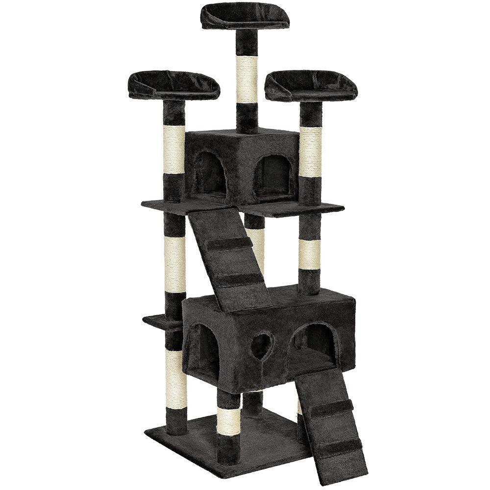 Arbre à chat 170 cm noir multi-plateformes avec griffoir et cachette