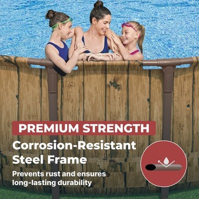 Coleman Power Steel 22' x 52'' Round Metal Frame Above Ground Pool Set