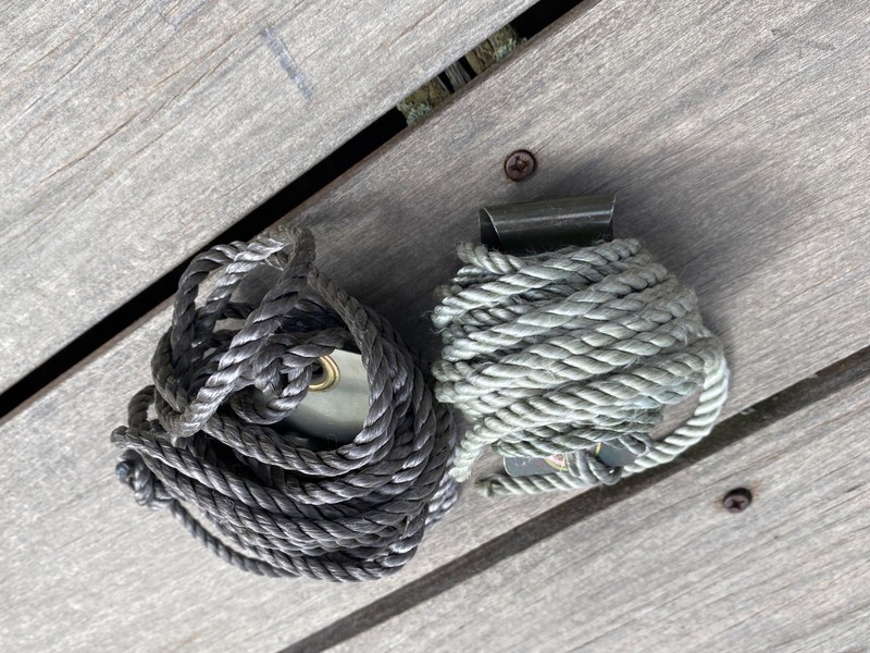 Two Used Military Surplus Antenna Tie Down Ropes With Clip 4020-01-341-8795