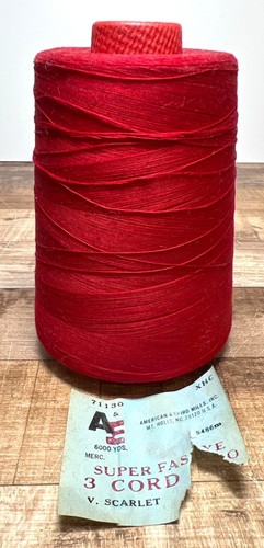 Large Vintage Red Industrial Sewing Thread Cone 6000 Yards Super Fast 3 Cord - Picture 1 of 4