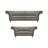 Chesterfield Graue Ledercouchen Designer Wohnzimmer Polster SitzmöBel