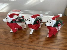 Winter Wonder Lane 3 pk White Dogs With Christmas Tree Holiday Ornaments NEW