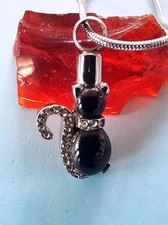 CAT Urn Necklace, Cremation Jewelry, FELINE URN Pendant, Gemstone MEMORIAL Urn