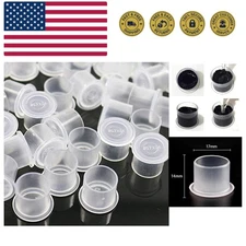 Tattoo Ink Caps, 300pcs Large Size 17mm x 14mm Plastic Disposable Microbladin...