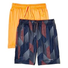 2-Pair ATHLETIC WORKS Boy's size XS 4-5 SHORTS Pockets GRAY/ORANGE  New