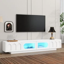 Vinsetto TV Stand with Fluted Tempered Glass Doors for TVs Up to 95"