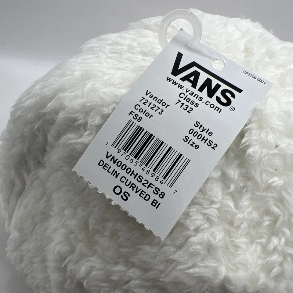 NWT VANS Off The Wall DELIN CURVED HAT 6-Panel Faux Fur MARSHMALLOW Unisex OS - Image 4 of 4
