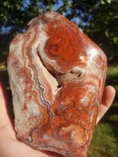 Nice Red Natural Crazy Banded Lace Agate Large Freeform Polished Specimen Unique