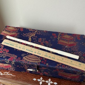 Ivory color Calligraphy Brush Bamboo in Bamboo Tube Case w/ Cap approx 9.5 in
