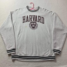 Vintage Champion Reverse Weave Harvard University Crewneck Sweatshirt Gray Large