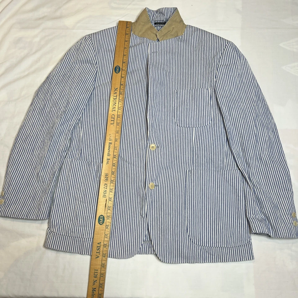 Casaco esportivo Ibiza Blazer masculino 42R branco azul Casio 2 botões algodão - Imagem 2 de 4