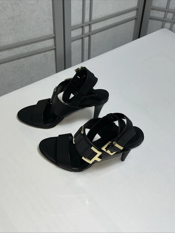 Женские сандалии на черном каблуке Calvin Klein размер 6 средние см. фотографии - Изображение 3 из 4