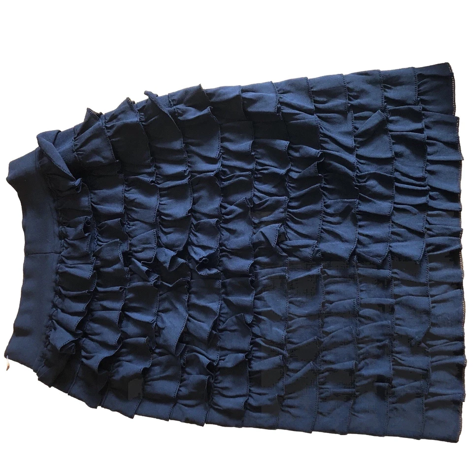 ALAÏA Ruffled Black Skirt ITALY Size XS At Knee Straight NWOT High End Chic - Image 3 of 4