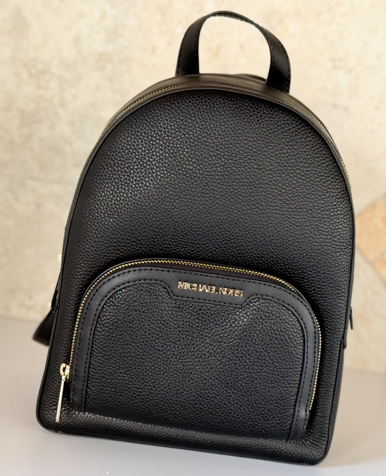 Michael Kors Jaycee Medium Zip Pocket Backpack Black/Gold — image 9