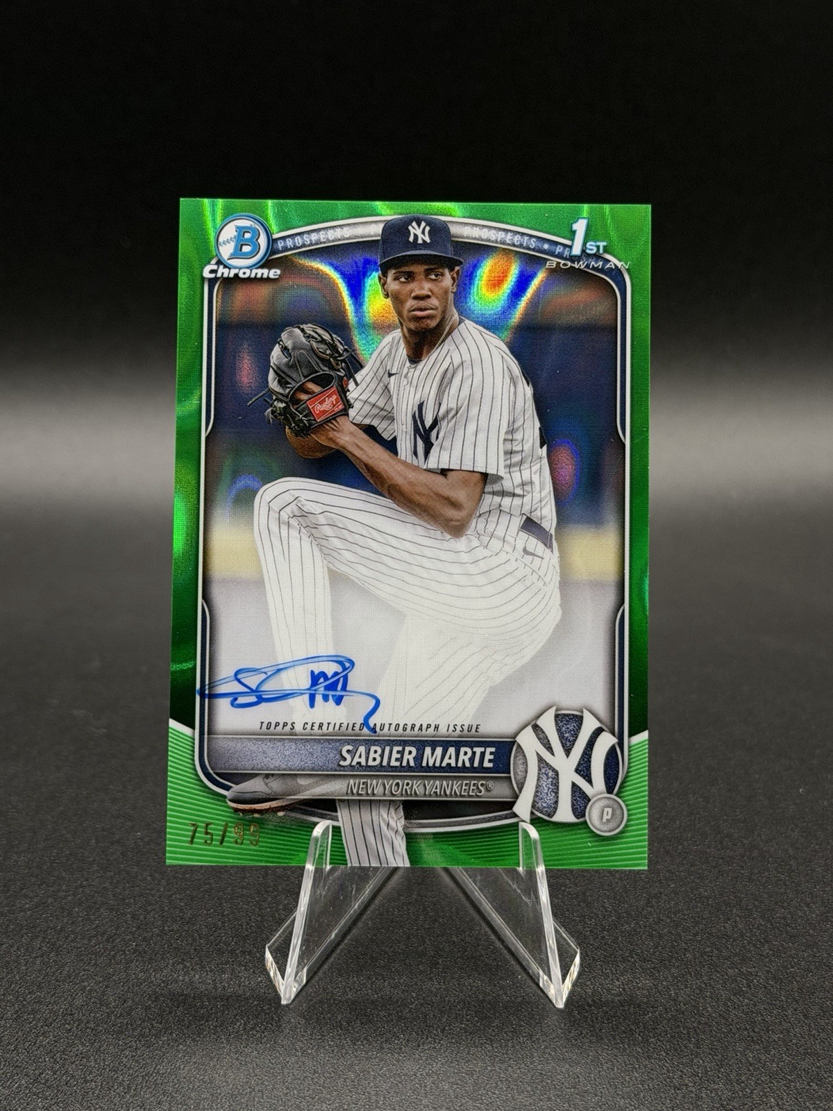 2025 Bowman Chrome - Sabier Marte 1st Bowman Green Lava Auto /99 CPA-SM
