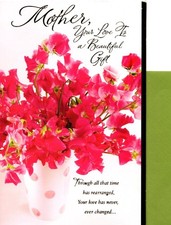 Happy Mother's Day Mother A Gift Pink Flower Flowers Bouquet Greeting Card