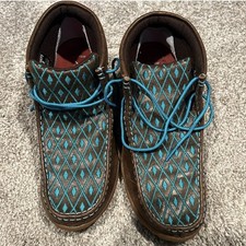 Twisted X WDM0072 Woman's 8 Driving Moccasins Brown Turquoise EUC Shoes