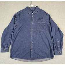 Pepsi-Cola Shirt Mens Size XL Denim Long Sleeve Button Down by Port & Company 