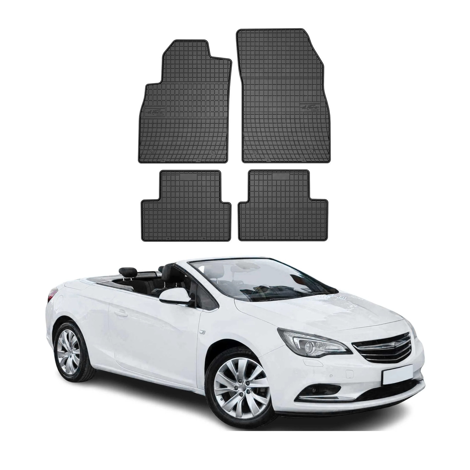 Tapis de sol pour Opel Cascada 2013-2019 OMAC en caoutchouc noir