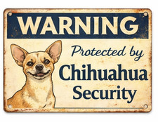 Warning Protected Chihuahua Security Mexican Dog Pet Cute Gift 8x12 Metal Sign