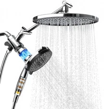Magnetic Filtered Rainfall Shower Head Handheld 10 Spray Modes Chrome