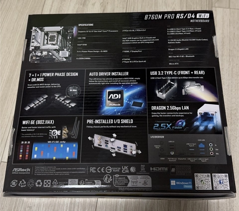 ASRock B760M Pro RS/D4 WiFi Motherboard Intel B760 LGA 1700 Micro