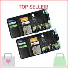 ZXFYE Car Sun Visor Organizer, Leather Pocket Organizer Sunglass Holder for Car