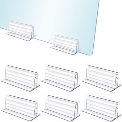 Tenalleys 6Pcs Sneeze Guard Holder, Self Adhesive Acrylic Panels transparent